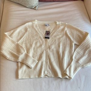 NWT cream/white cardigan sweater